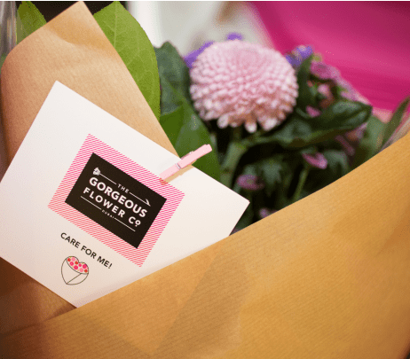 The gorgeous flower co care card given to customers