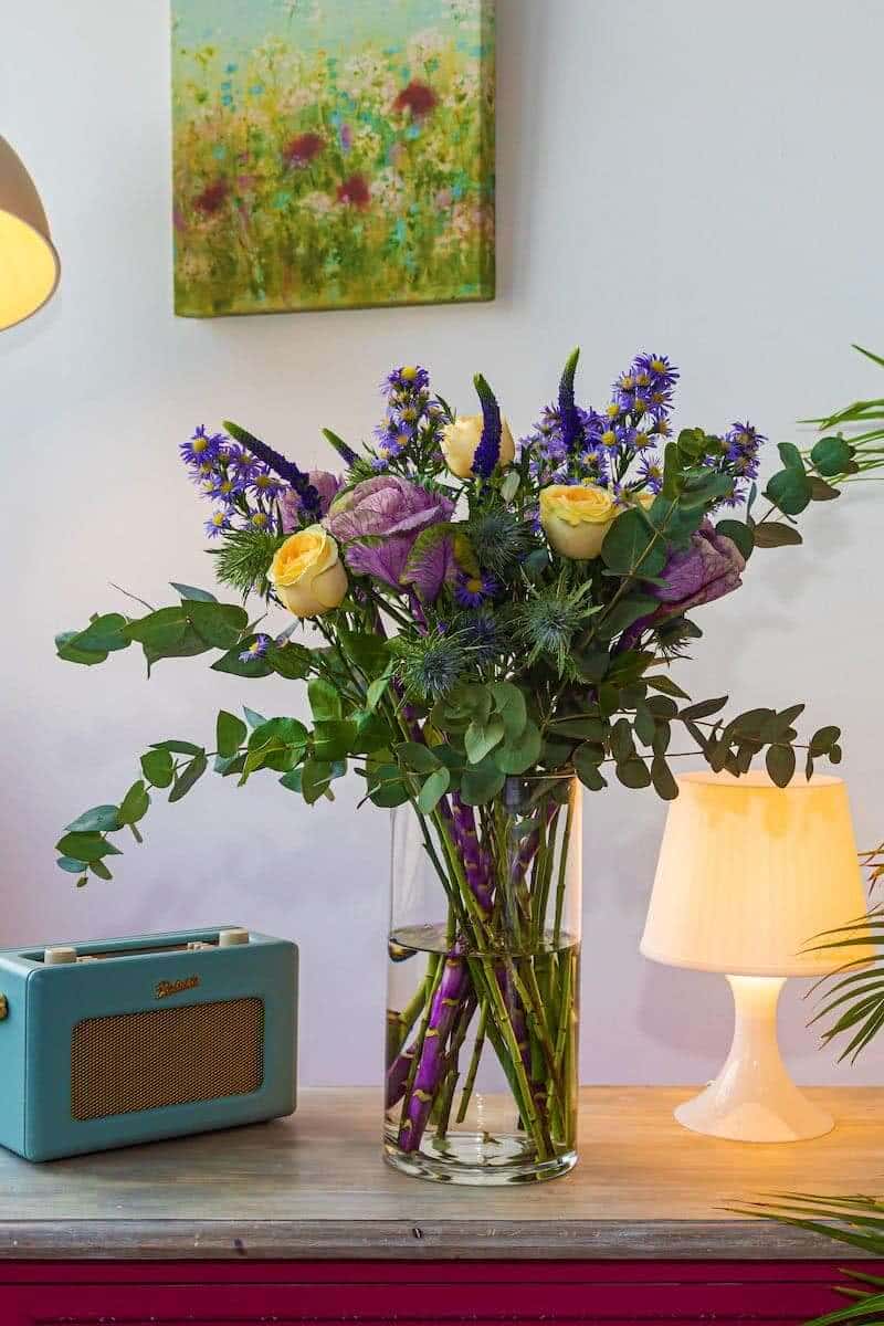 Beautiful bouquet of flowers in a clear vase