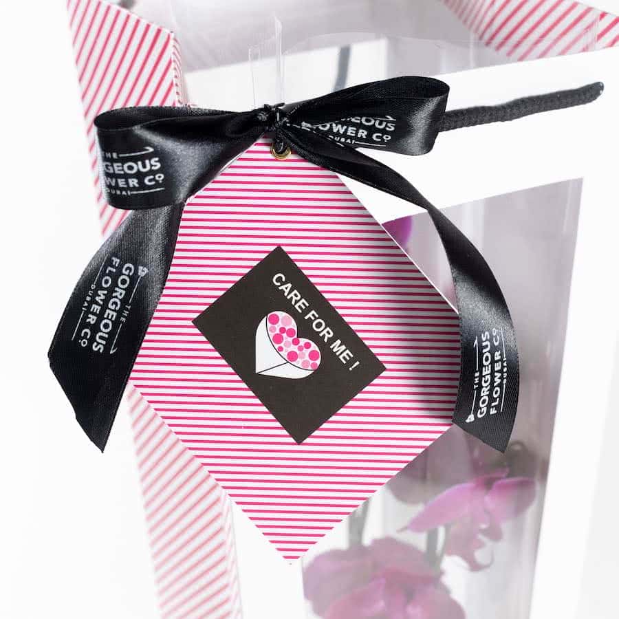Customer care card on the flower arrangement