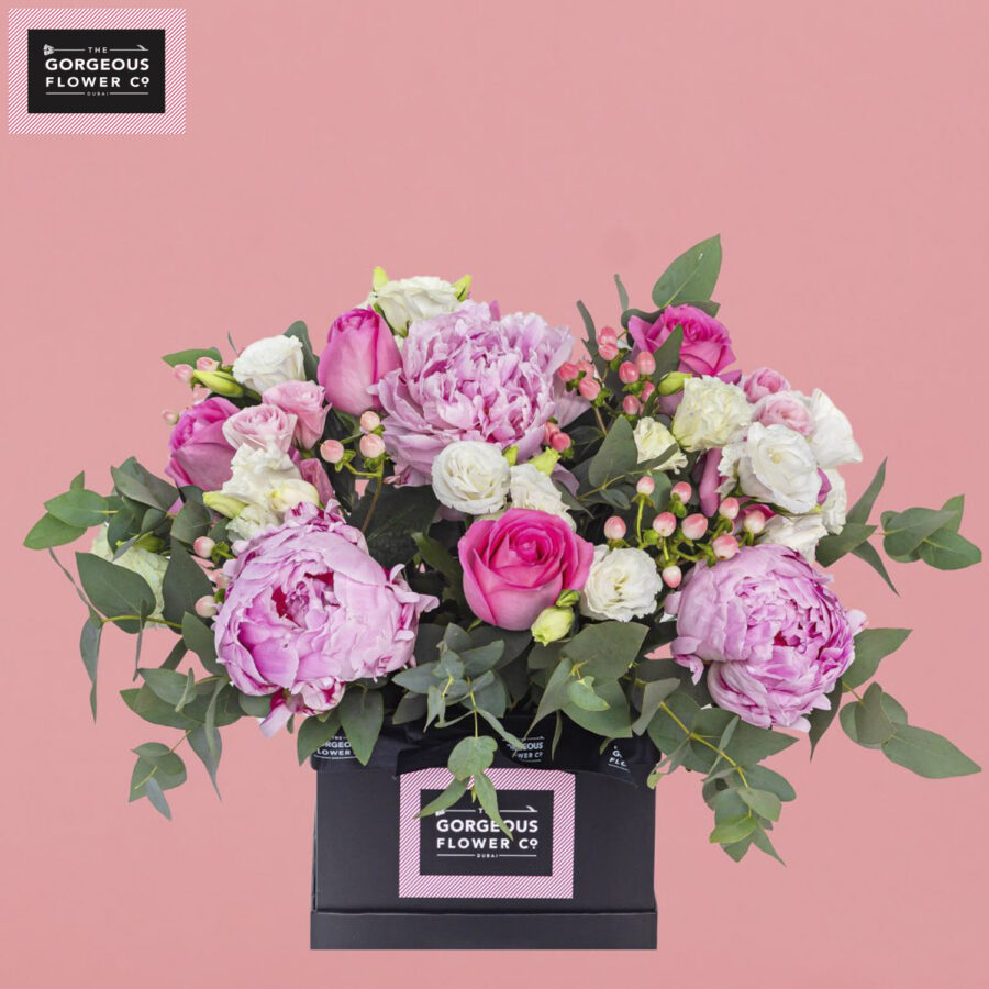 Pink Peonies Dream Arrangement with Peonies, Hypericum and Roses