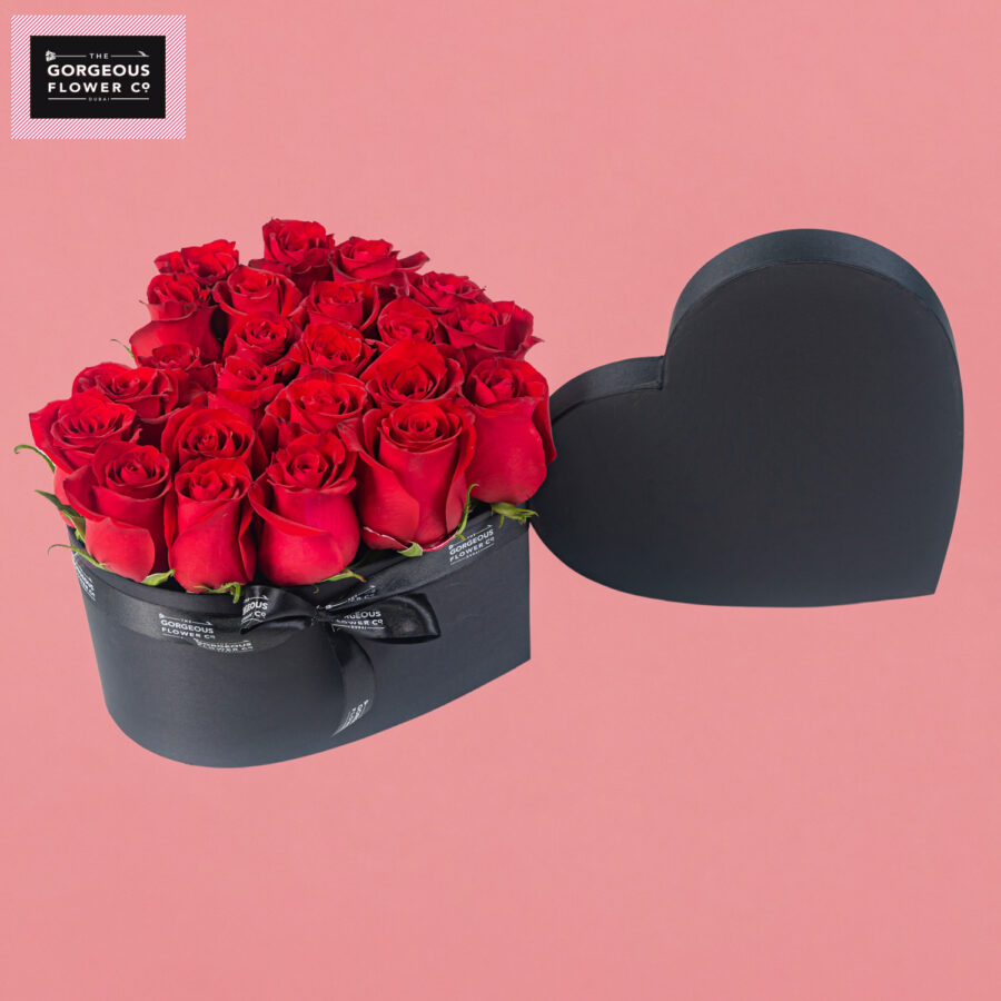 Black Heart Box- Red Roses