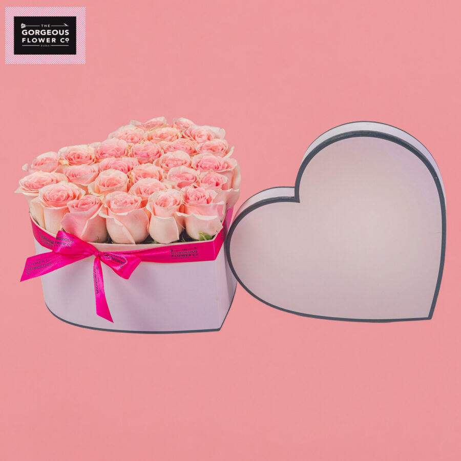 Pink Heart Box- Pink Roses