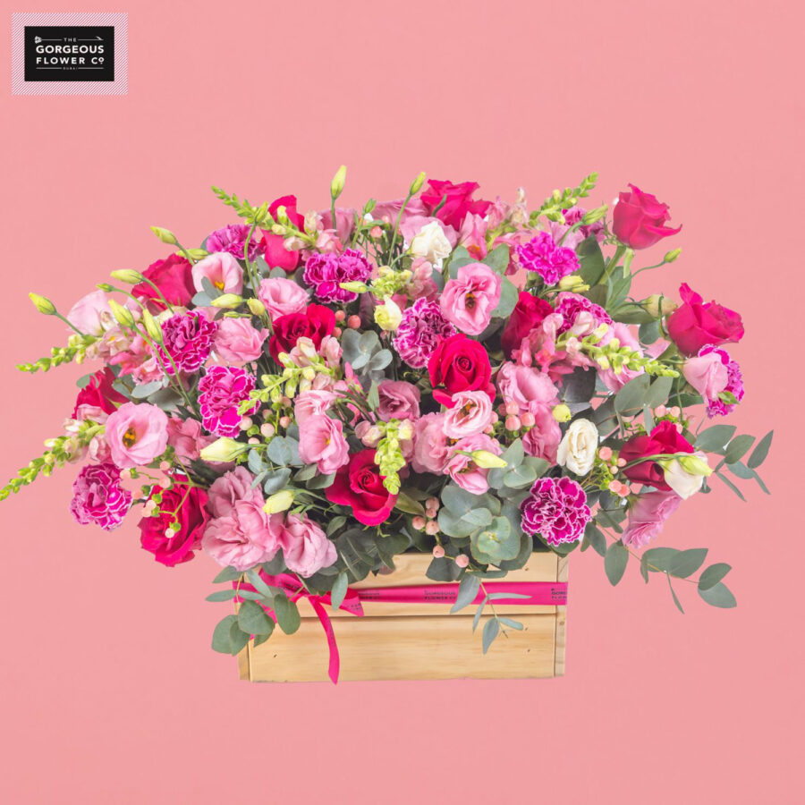 Gorgeous Garden Pink with Roses, Spray roses, Hypericum berries and Carnations - Gorgeous